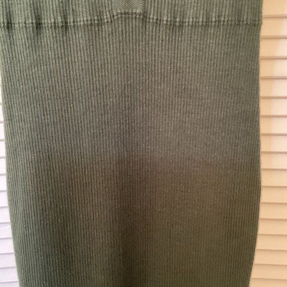 Collectif Vintage Green Ribbed Short Sleeve Knit MIDI Dress Collar, Size 2 - Picture 6 of 16